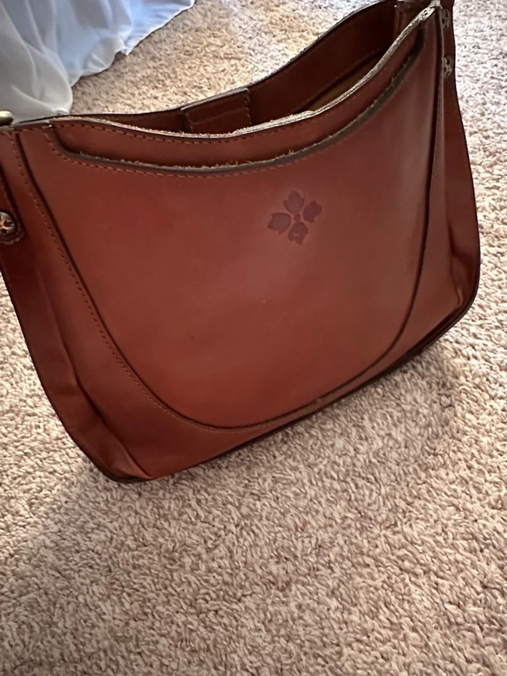 Patricia Nash Caletta Hobo Crossbody Bag - Cognac Leather